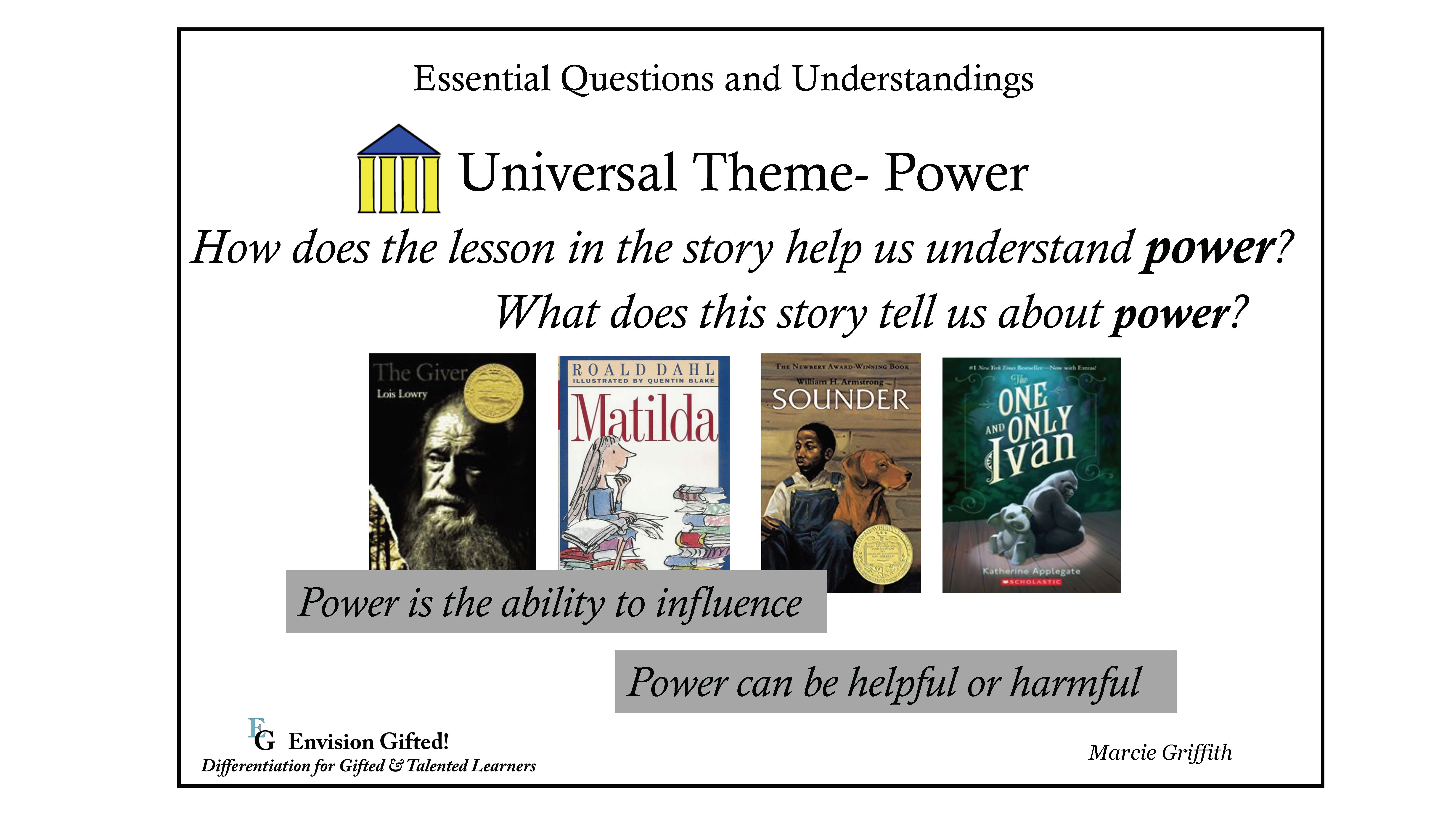 Envision Gifted. Universal Theme Power Essential Questions